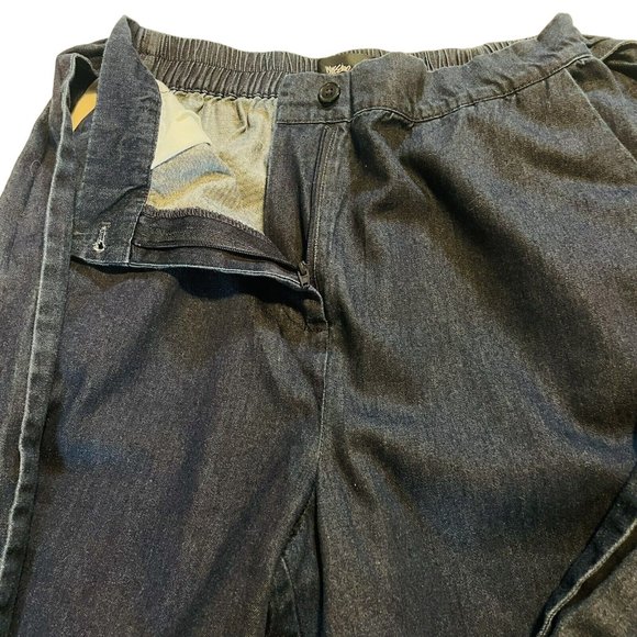 Mossimo Womens Dark Blue Light Denim Capri Pants Size S Front Belted High Waist - Picture 8 of 9